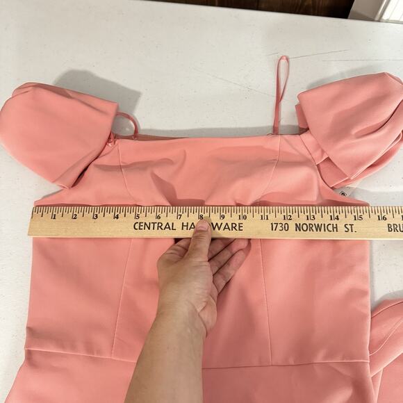 Aidan Maddox Off the Shoulder Bow Jumpsuit Size 4 Rose Pink Wide Leg New $245 - Picture 13 of 16